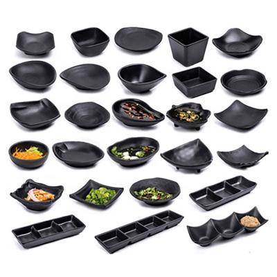 China EGRAND Viable Black Matte Melamine Dishes, Sushi Tray Snack Dish Black Charger Dish, 4.3 Inch Quality Melamine Dishes for sale