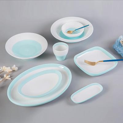 China Oven Ceramic Sustainable 5 Star Hotel Home Party Glazed China Porcelain Square Dish Microwavable Pastel Porcelain Dishes for sale