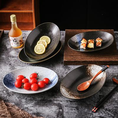 China Durable Durable Japanese Style Japanese Restaurant Boat Porcelain 10 Inch Shape Ceramic Sushi Dish for sale