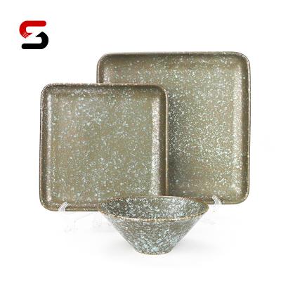 China Sustainable New Design 12pcs Dining Ware Classic Stoneware Square Ceramic Dinner Set Dinnerware, Chinese Dinner Sets for sale