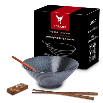 China Large Stocked High Quality V Shape Japanese Restaurant Size 7 Inch Bowl Set Ramen Noodle Soup Tableware for sale