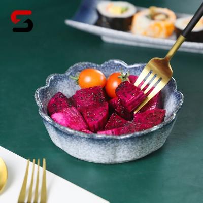 China Egrand Factory Price Flower Pattern Microwave Sustainable Modern Heat Resistant Tableware Lace Noodle Fruit Salad Bowl Ceramic Soup Bowl for sale