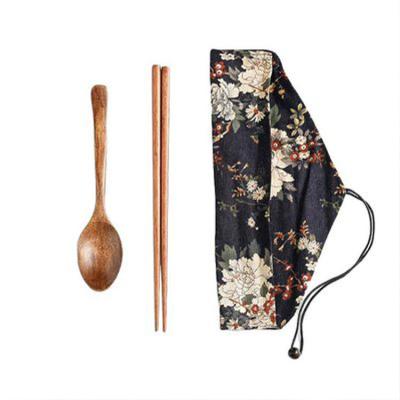 China Japanese Style EGRAND Chopsticks Spoon Two Piece Set Viable Custom Wholesale Wooden Tableware Spoon Combination for sale