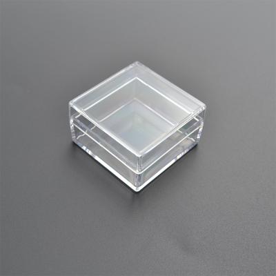 China 40*40*24mm Recyclable Crystal Clear Plastic Polystyrene Ring Shaken Fancy Square Gift Box For Wedding for sale