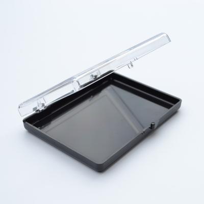 China Recyclable clear lid and black base hinged gift box for coat pin cuff link and link clip for sale