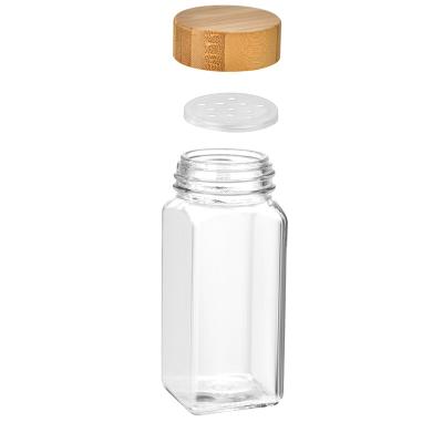 China Viable Hot Sale Storage Spice Seasoning Stackable Glass Bottle/Jar/Container/Tank With Labels Sticker for sale