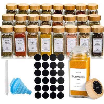 China Sustainable Organizer Stackable 24 Pcs 120Ml Square Empty Glass Spice Jars Bottles With Aluminum Shaker Lids for sale