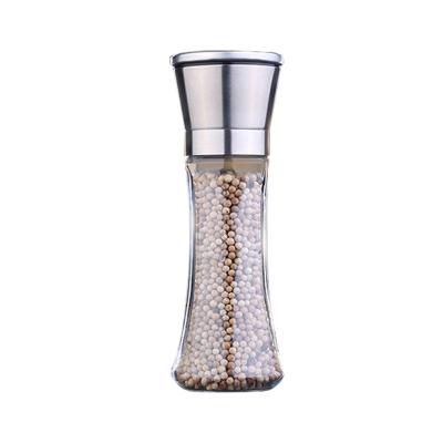 China Viable Manual Clear Glass Spice Mini Grinder Bottle Mill Salt and Pepper Machine for Kitchen for sale