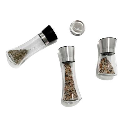 China Wholesale Viable Multi Functional Manual Glass Spice Salt and Pepper Plastic Lid Grinder Mill for sale