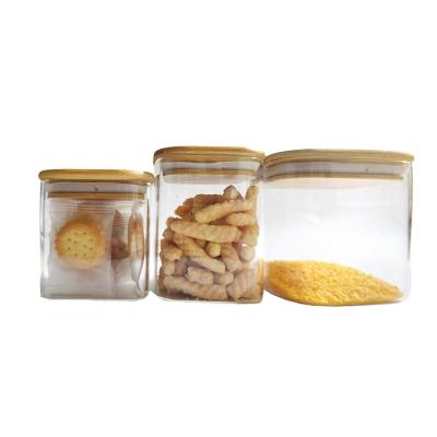 China Galley 100Ml Heatable Glass Spice Jar Wooden Kitchen Lid Storage Canister Sets For Kitchen Counter for sale