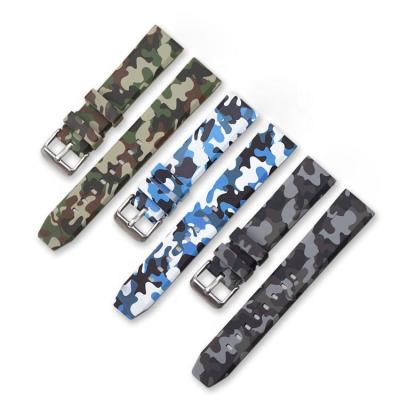 China Stylish And Durable Watch Band Sports Watch Band Bracelet Camouflage Silicone Diver Strap for sale