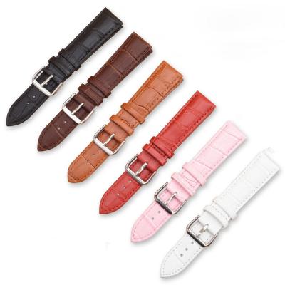 China Watch straps black color 16mm 18mm 20mm 22mm real leather watch strap men and women watch band for sale