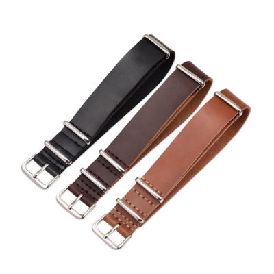 China Watch Straps Shape Black And Brown Color PU NATO Watch Leather For Strapping 18mm 20mm 22mm 24mm Leather Straps for sale