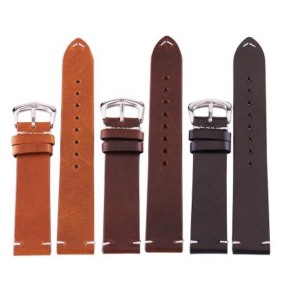 China Retro 18mm 20mm 22mm 24mm Watch Straps Simple Watch Strap Mens Leather Watch Bands for sale