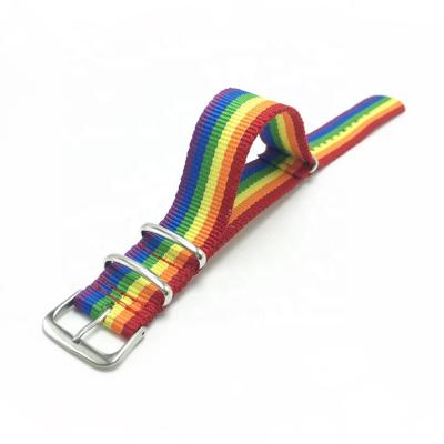 China Nylon Fabric 18mm/20mm/22mm/24mm Rainbow NATO Watch Band Strap Band for sale