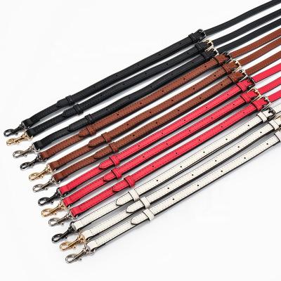 China Wholesale Fashion Adjustable Black Brown Red White And Red Purse Straps Slim Leather Bag Straps for sale