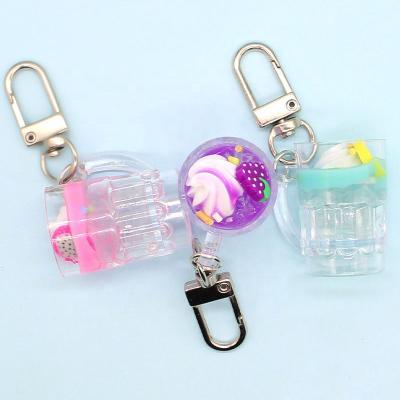 China Interesting Fashion Always Give Gifts Cute Fruit And Ice Cream Cup Key Chain Simulation Key Charms for sale