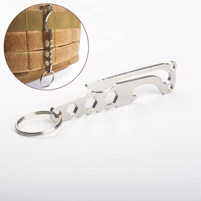 China Hexagon Multi Key Opener Stainless Steel Bottle Opener Tool Pocket EDC Tool Pocket Clip Key Chain Holder for sale