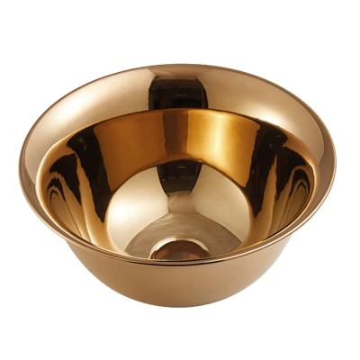 China Easy clean ceramic washbasin disegn color bathroom washbasin golden hand basin with oval basin for sale