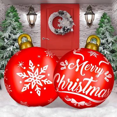 China Plastic Baubles Custom Christmas PVC 60cm LED Inflatable Balls 16 Colors With Remote Control for sale