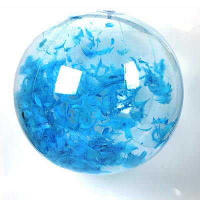 China Inflatable Plastic Floating Pool Ball, PVC Beach Ball Filled With Transparent Glitter Ball For Beach Holiday Decoration for sale