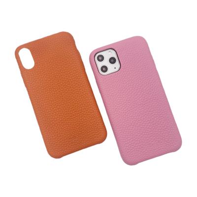 China High Quality Anti-fall Pebble Grain Style Genuine Leather Full Wrapped Phone Case For iPhone 13 for sale