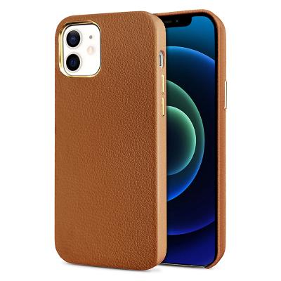 China Factory Price Shockproof Vintage Leather Phone Case Personalized Pebble Texture Phone Cover Case For iPhone 12 for sale