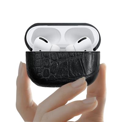 China Eco-friendly.Handmade 2021 square luxury shockproof handmade leather earphone protective case for airpods for sale