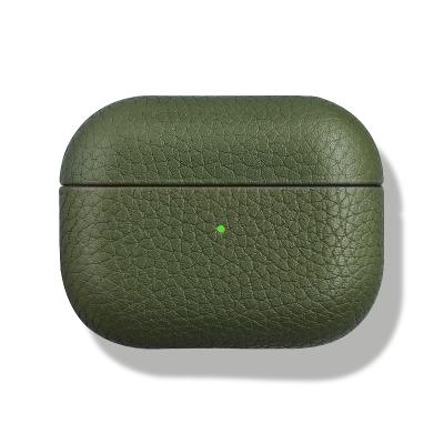 China Popular Handmade Genuine Full Case Wrapped Top Layer Pebble Grain Leather For AirPods for sale