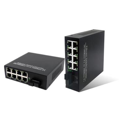 China 100M Gigabit 1 8 Single-fiber/dual-fiber Optical Electrical Singlemode Optical Network Switch Converter SC BLY-1F8E for sale