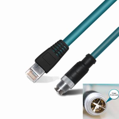 China M12 Ethernet to RJ45 Connector Aviation Plug 8 Pin X-Coded Industrial Camera Ethernet Cable M12 Connector for sale