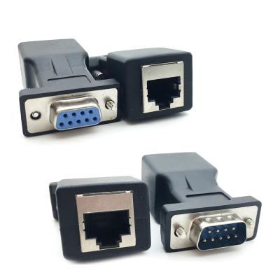 China New Arrival DB9 RS232 Male / Female To Female RJ45 Adapter COM Port To LAN Ethernet Port Converter M0201 for sale