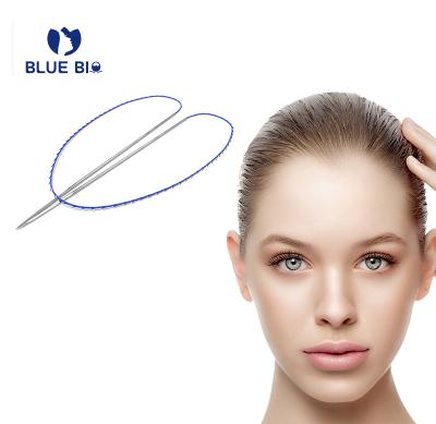 China Remove Organic Blue Korea Mini Cannula Needle L Cannula 21G 90Mm Double Barbed Facial Tooth Lift Barbed Face Tooth Pdo Wrinkle Face Lifting Thread Pdo Thread Nose Needle for sale