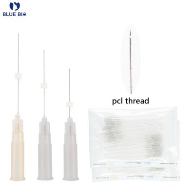 China Remove wrinkle face lifting wholesale price sharp needle 26g 38mm double screw pcl threads for skin tighten for sale