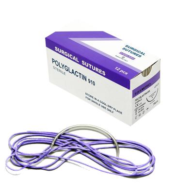 China Absorbable surgical suture pga polyglactin 910 pdo chromic casing polypropylene silk nylon sutures with needle for sale