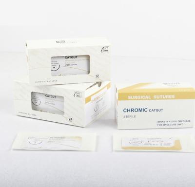 China Factory Surgical Absorbable Suture Chromic Suture Casing Thread With Needle for sale