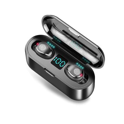 China Multifunctional TWS (True Wireless Stereo) f9 earphone Tws earphone with LED wireless charging case for sale