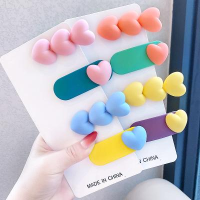 China 4Pcs Soft Color Children's Cute Princess Love Heart Hairgrips Hairpin Baby BB Cut Resin Broken Hair Clips Girl Hair Accessories for sale