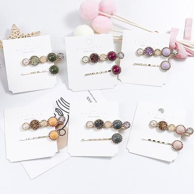 China Women Cut Korean Women Bling Crystal Rhinestone Hairpin Temperament Bangs CIA 2PCS Hair Pins Barrette Bobby Pin Hair Clips Gift Set for sale