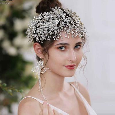 China Luxury Rhinestone Bridal Tiara Hair Accessories Vintage New Design Headband Headdress Handmadecrown Wedding for sale