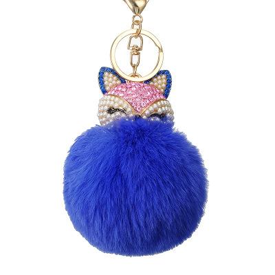 China Faux Stone Sensitive Artificial Car Inlay Fox Key Chain Fox Fur Promotion Rabbit Handbag Key Chain Keychain for sale