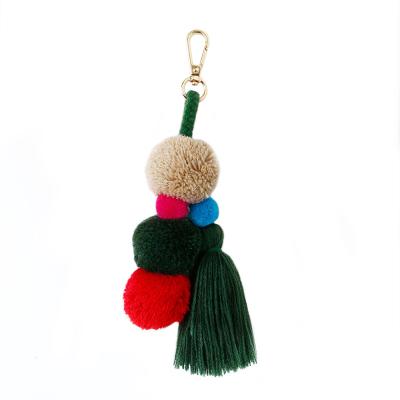 China Newest Fashion Boho Colorful Tassel Plush Ball Tassel Key Chain Bag Charm Car Key Chain Hanging for sale