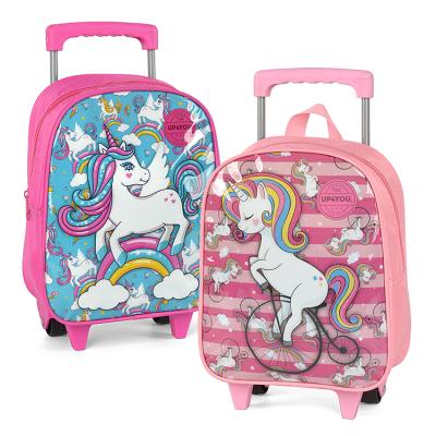 China OTHER Manufacture Fashion Children Kids Cartoon School Bag With Wheel Trolley Cart for sale