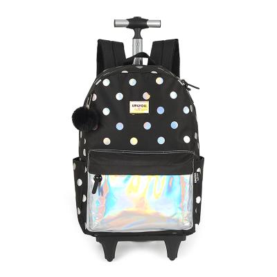 China Other Fashion Style Large Capacity School Simple Girls Wheeled Trolley Backpack for sale