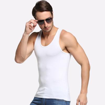 China QUICK SHIPPING Mens Tank Top Fitness Body Shaper Cotton White Male Gym Vest For Men for sale