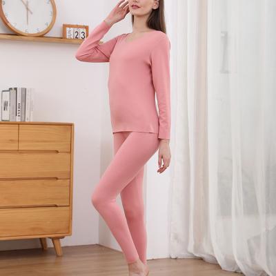 China New Arrival Thermal Women Long Sleeve Underwear Solid Color Thermal Heated Underwear for sale