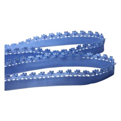 China Economical Sustainable Custom Design New Blue Decorative Picot Hook Elastic Ribbon Band for sale