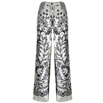 China 2021 Breathable New Fashion Printed Casual Slim Wide Leg Pants 100% Cotton Breathable Women's Wide Leg High-waisted Pants for sale