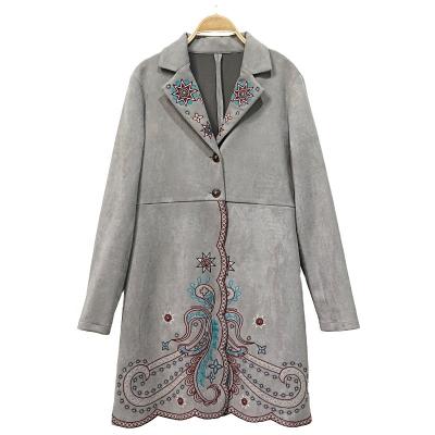 China Popular Faux Velvet Leather Tie Dye Printing Long Anti-wrinkle Women Coat wholesale for sale