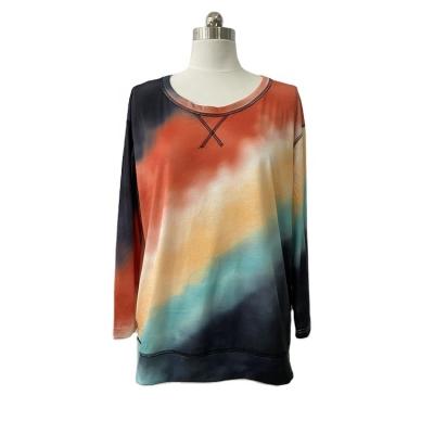 China 2021 new fashion softly gradient color casual long sleeve t-shirt for sale